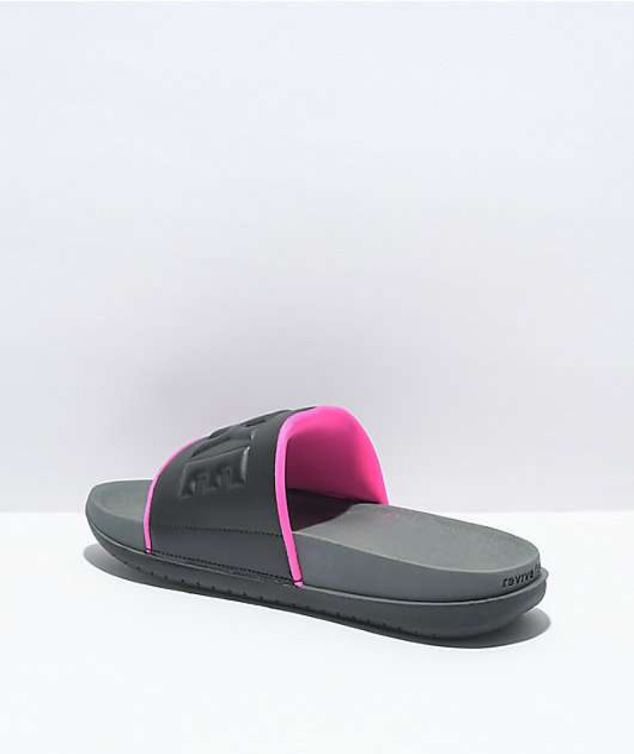 Nike * | Nike Offcourt Dark Grey & Pink Slide Sandals Promotions