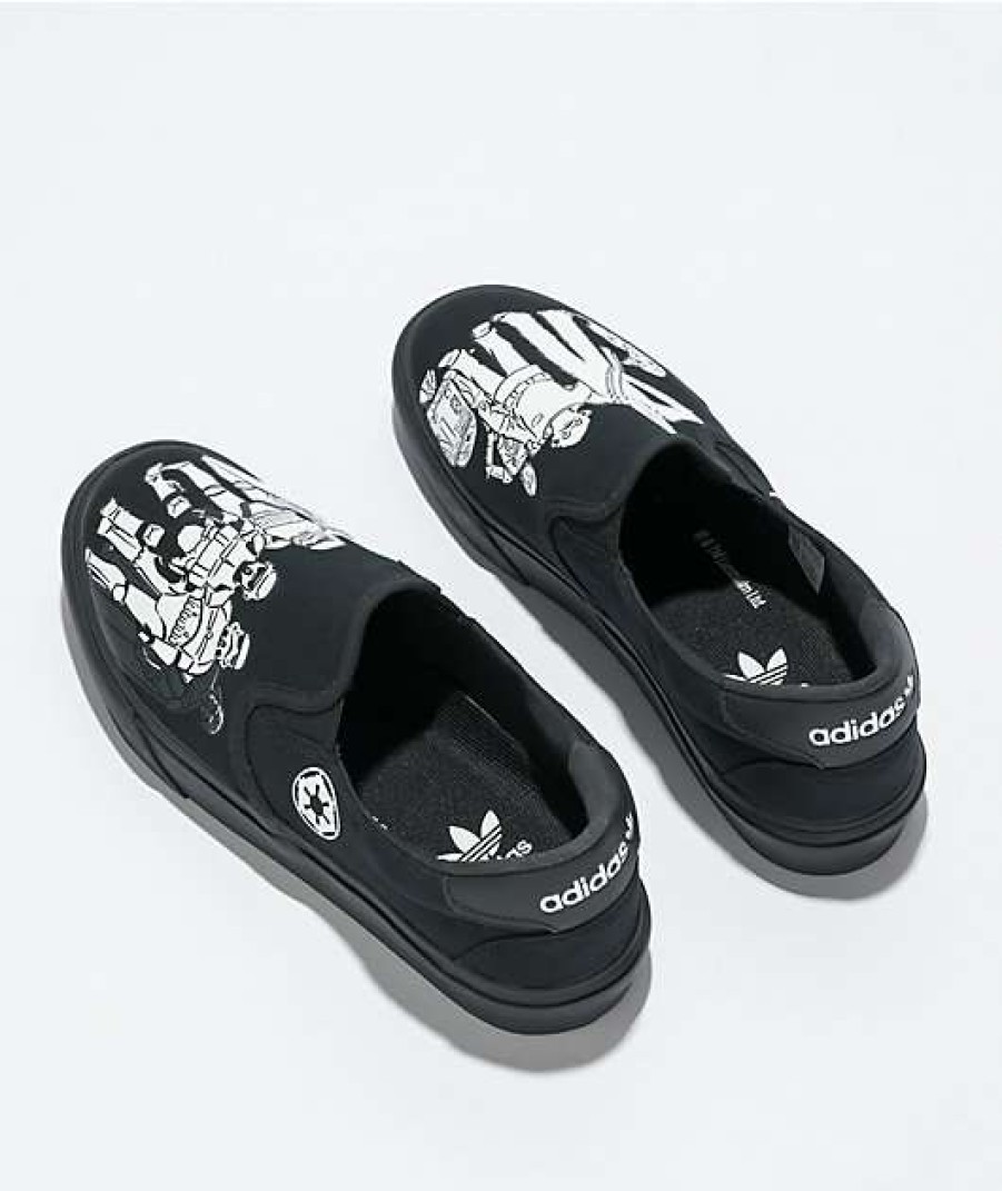 Shoes * | Adidas X Star Wars Court Rally Black Slip-On Shoes Promotions