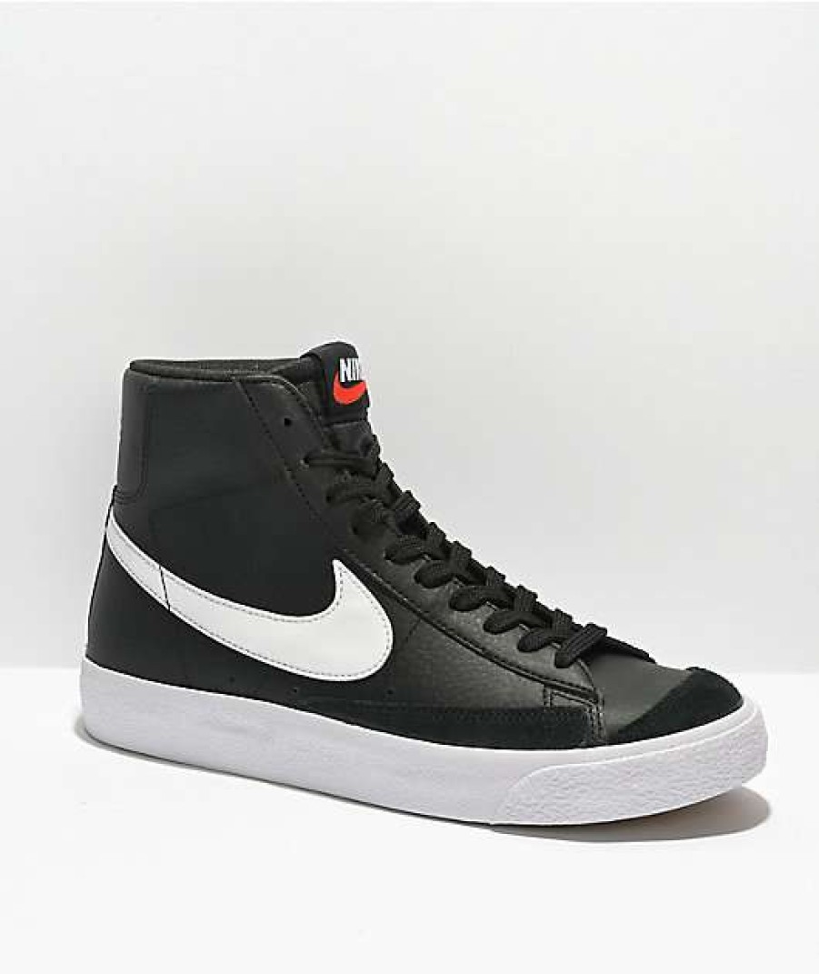 Nike * | Nike Kids' Blazer Mid '77 Vintage Black Leather Shoes Promotions