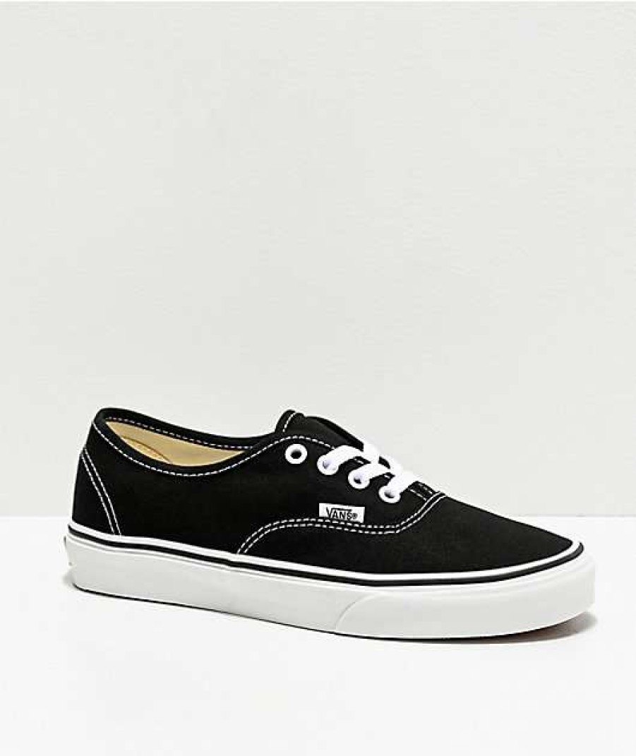 Shoes * | Vans Authentic Black And White Canvas Skate Shoes Outlet