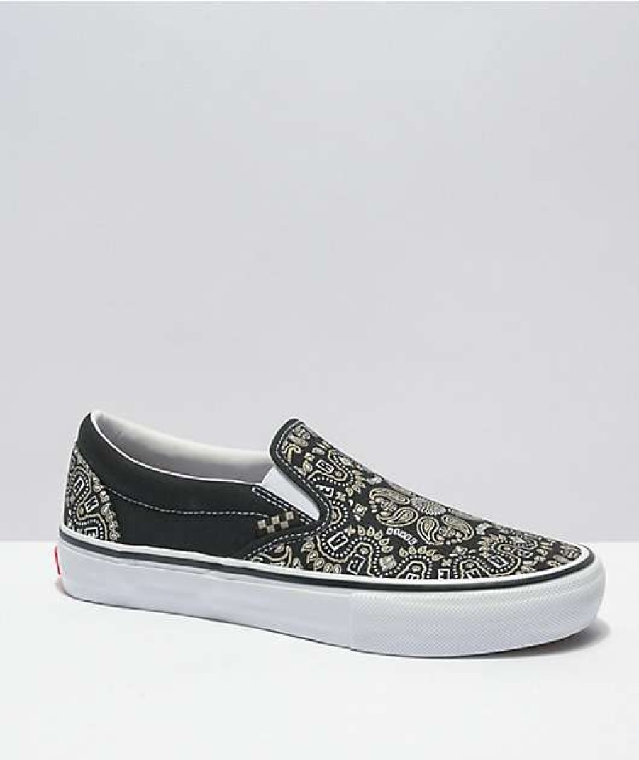 Vans * | Vans X Baker Skate Slip-On Bandana Black Skate Shoes Promotions