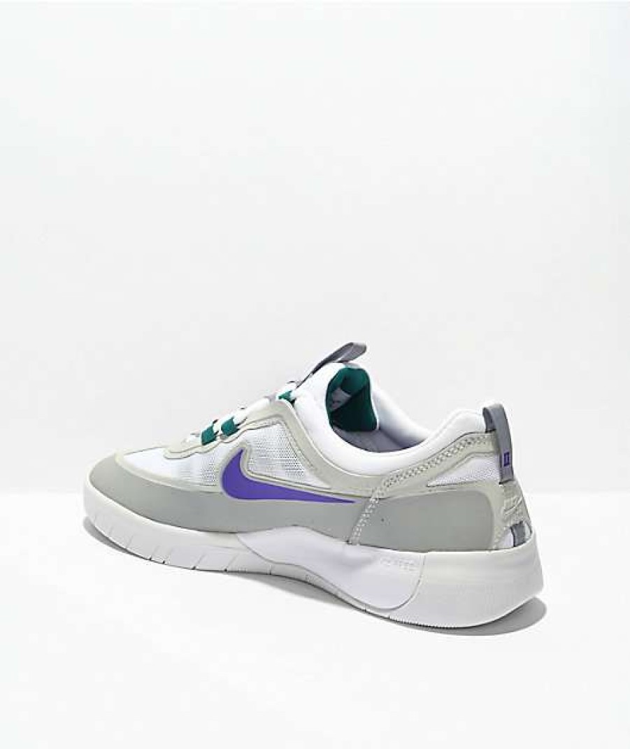 Nike * | Nike Sb Nyjah Free 2.0 Wolf Grey, White & Purple Skate Shoes Promotions