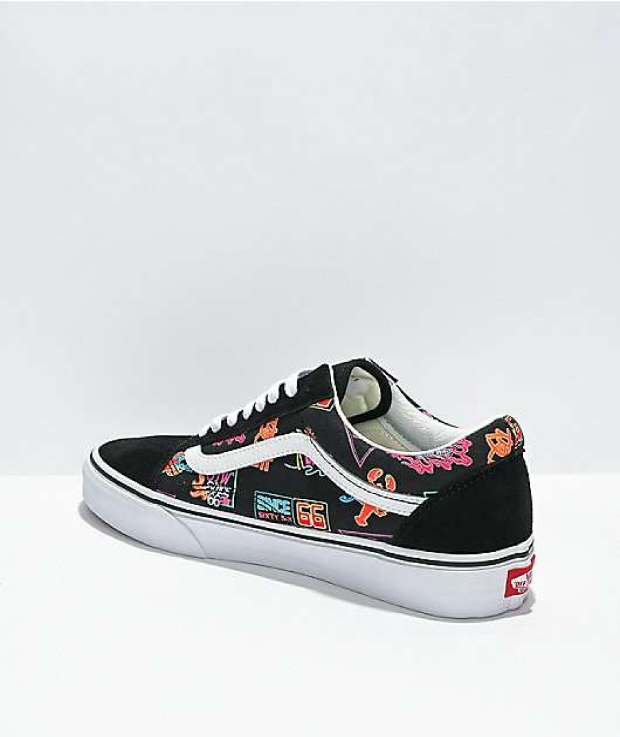 Vans * | Vans Old Skool Black & Neon Skate Shoes Promotions