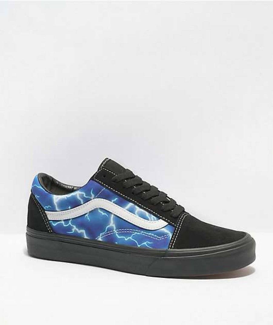 Vans * | Vans Old Skool Lightning Black & Blue Skate Shoes Promotions