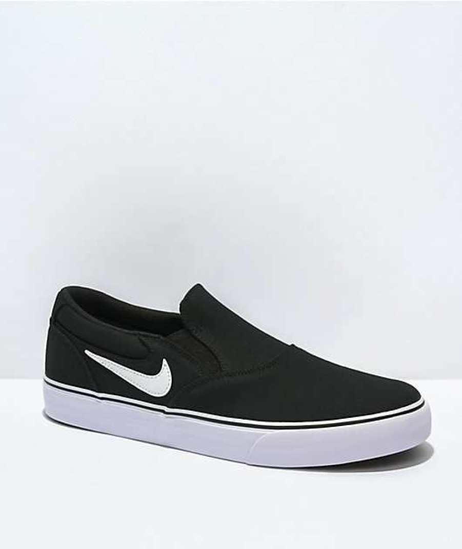 Nike * | Nike Sb Chron 2 Black & White Slip-On Skate Shoes Promotions