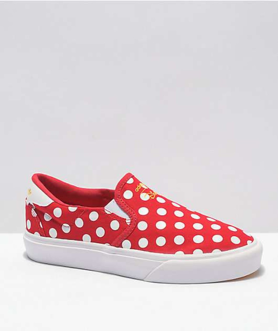 Shoes * | Adidas X Disney Court Rallye Minnie Red Slip-On Shoes Promotions