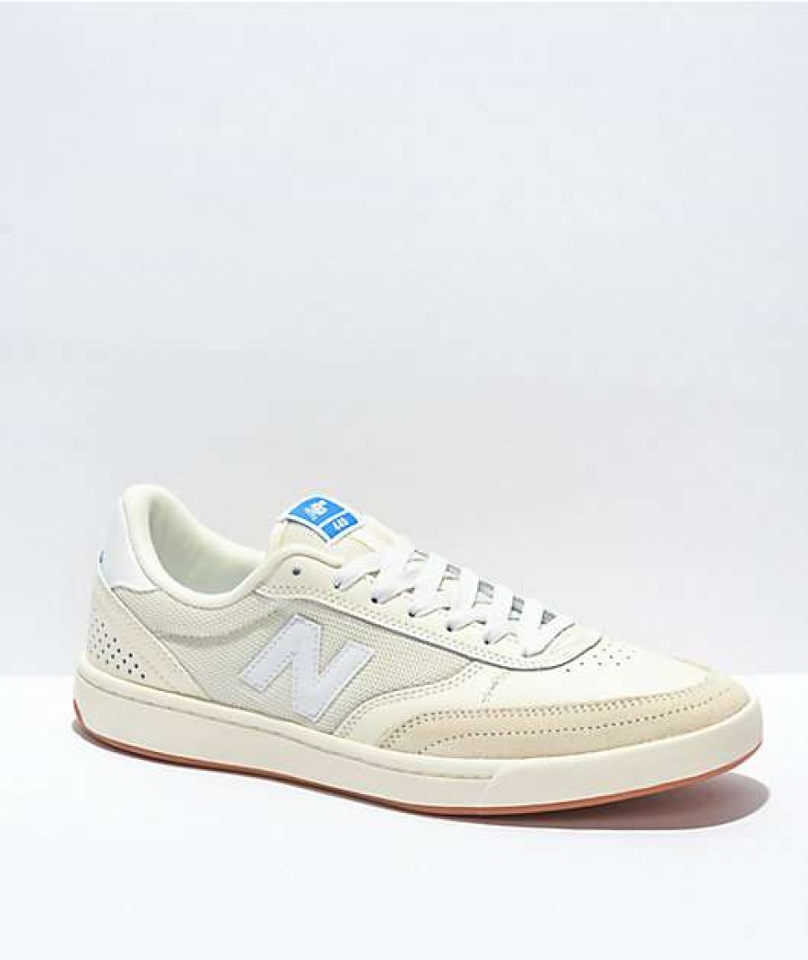 Sneakers * | New Balance Numeric 440 Cream & White Leather Skate Shoes Outlet