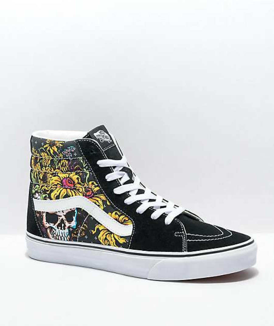 Vans * | Vans Sk8-Hi Beauty Skull Black & White Skate Shoes Promotions