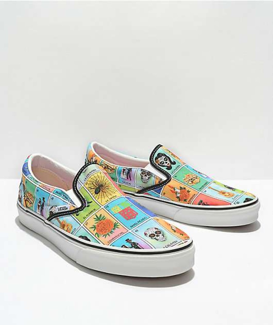 Vans * | Vans Slip-On Loteria Multi & White Skate Shoes Promotions