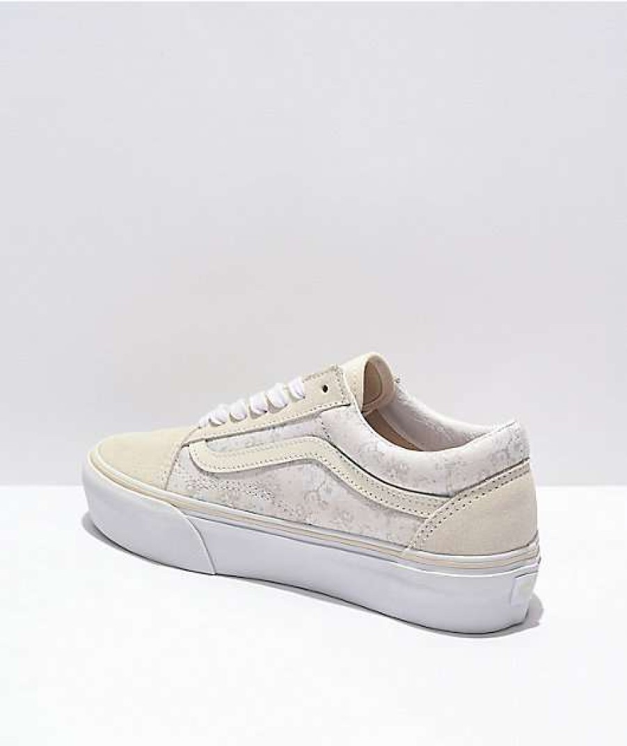 Vans * | Vans Old Skool White Floral Platform Shoes Promotions