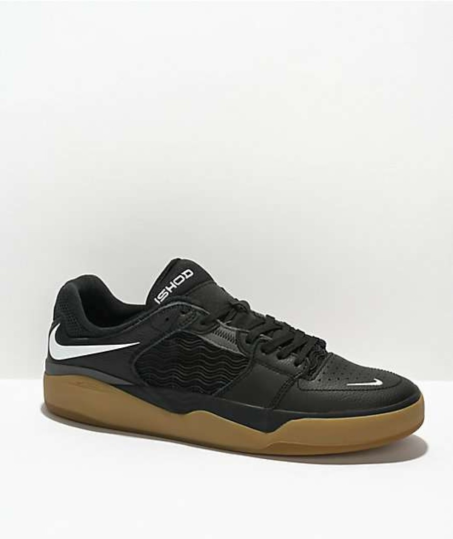 Nike * | Nike Sb Ishod Black, White, & Gum Leather Skate Shoes Promotions