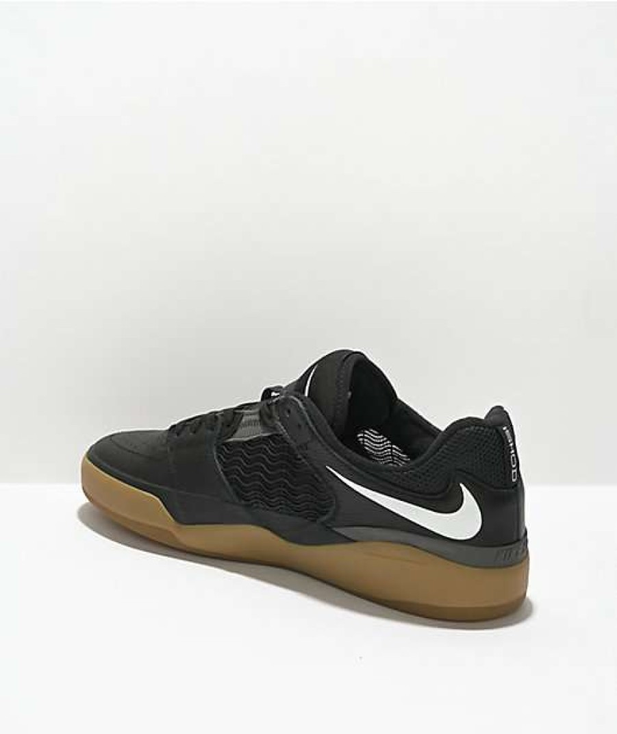 Nike * | Nike Sb Ishod Black, White, & Gum Leather Skate Shoes Promotions