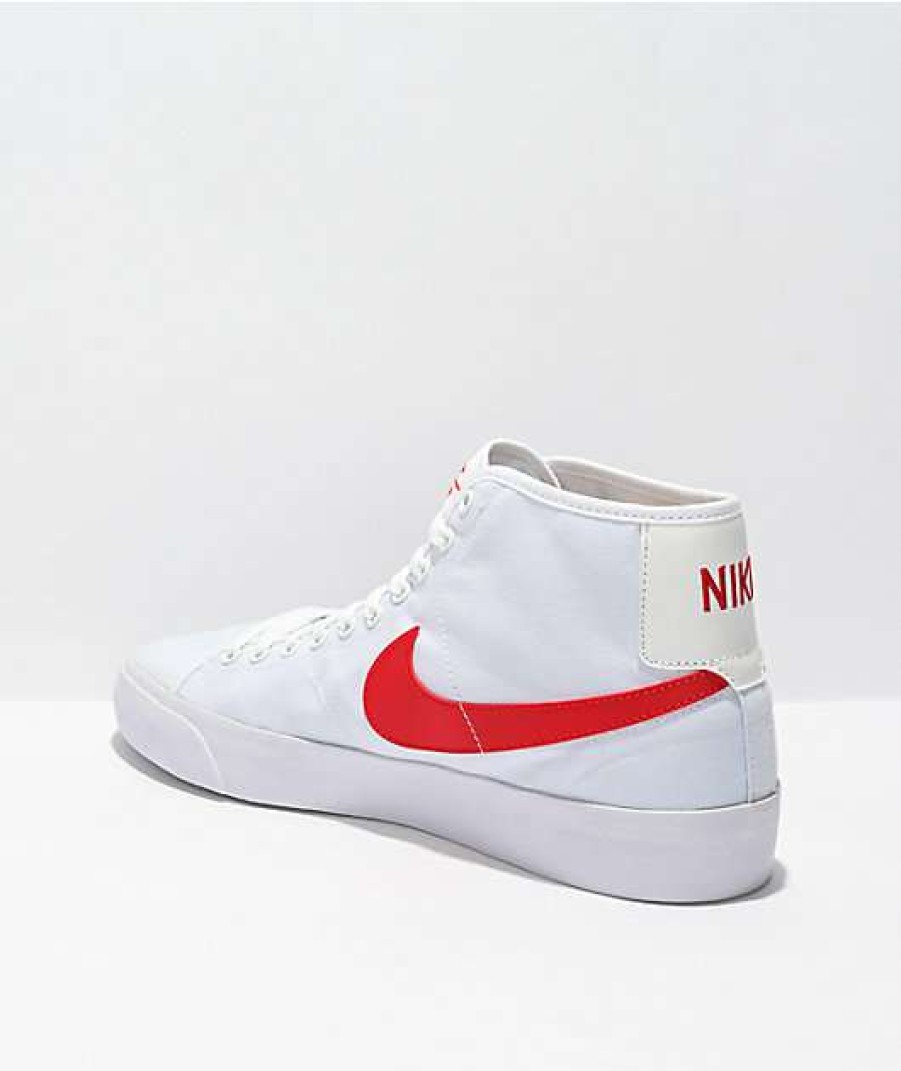 Nike * | Nike Sb Blazer Court Mid White & Red Skate Shoes Promotions