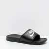 Nike * | Nike Benassi White Logo Black Slide Sandals Promotions