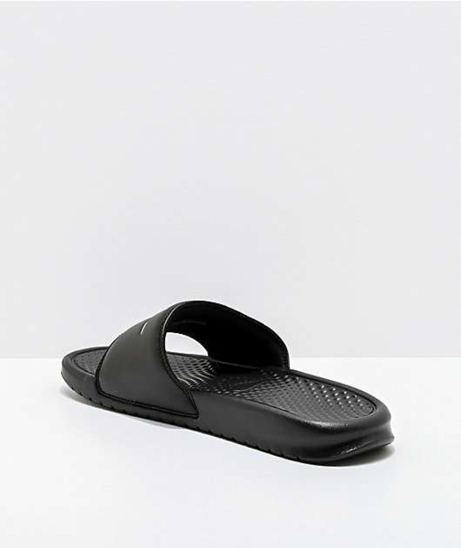 Nike * | Nike Benassi White Logo Black Slide Sandals Promotions