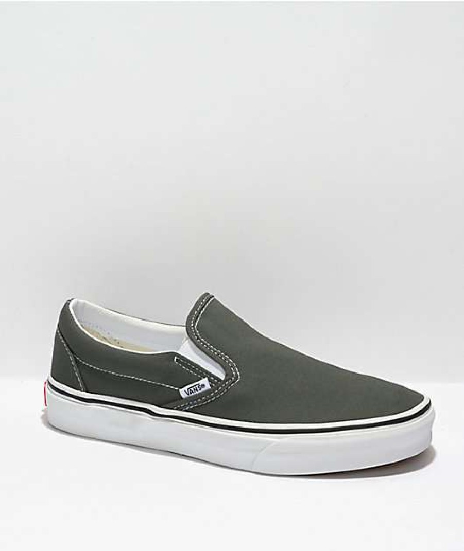 Vans * | Vans Slip-On Charcoal & White Skate Shoes Promotions