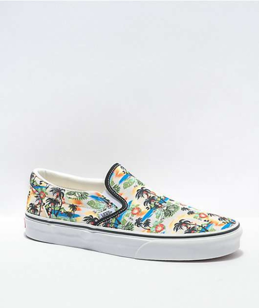 Vans * | Vans Slip-On Aloha Black & White Skate Shoes Promotions