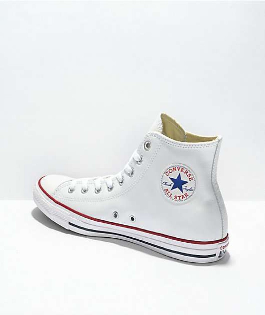 Shoes * | Converse Chuck Taylor All Star White Leather High Top Shoes Outlet