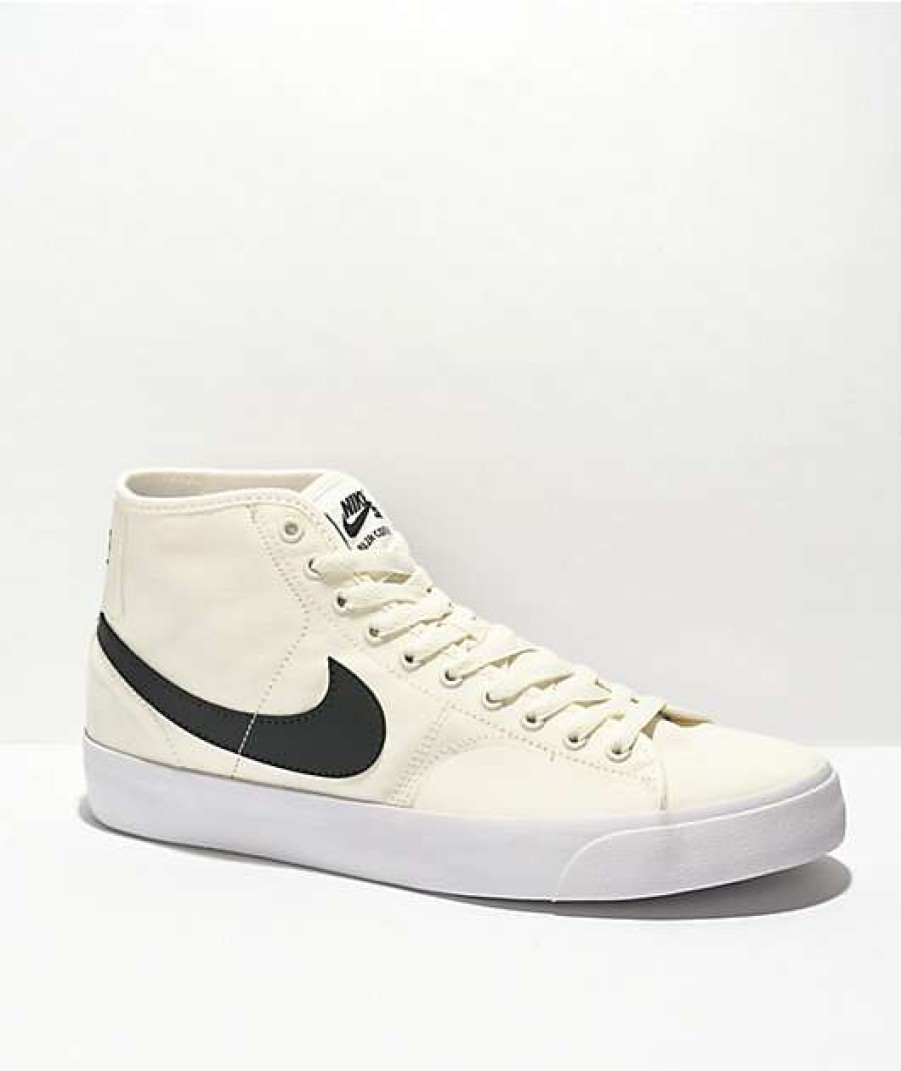 Nike * | Nike Sb Blazer Court Mid Cream & White Skate Shoes Promotions