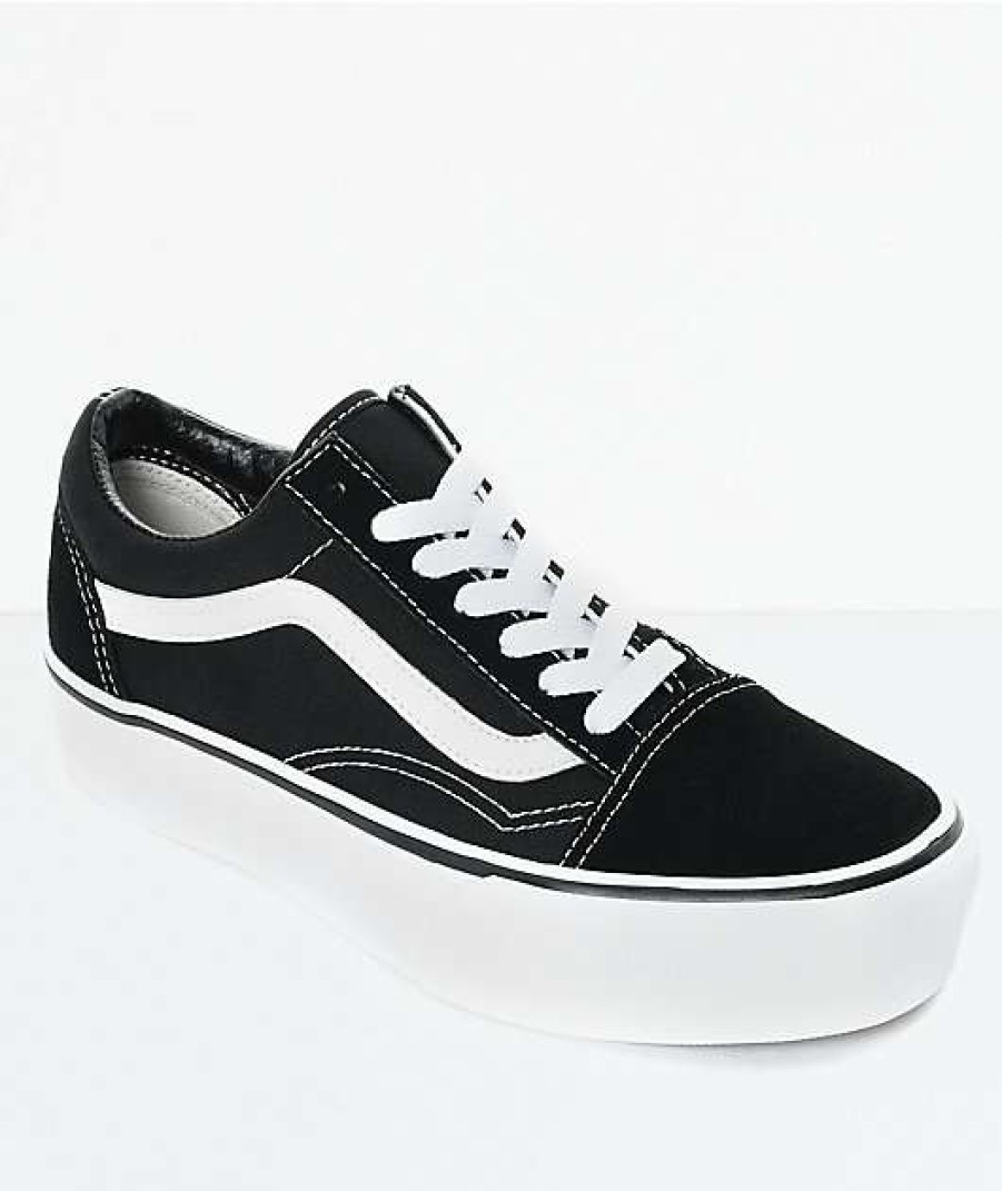 Vans * | Vans Old Skool Black & White Platform Shoes Promotions