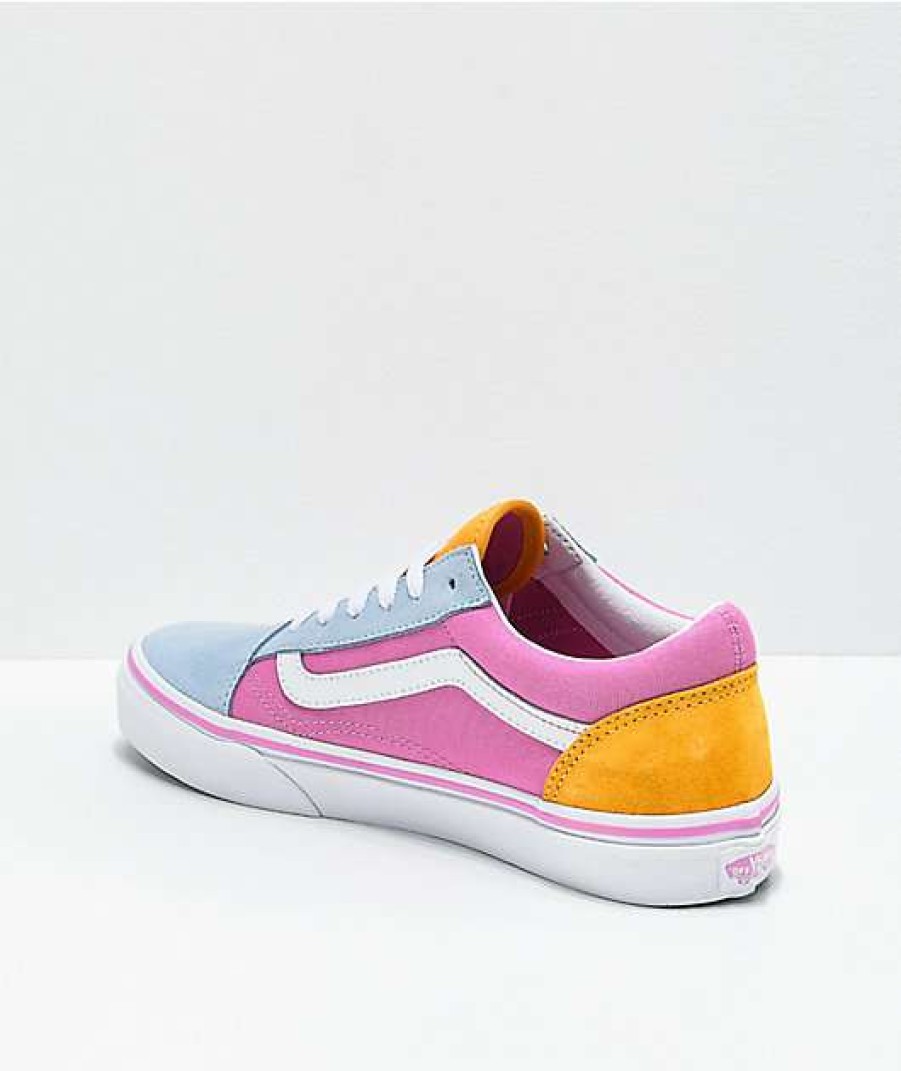 Vans * | Vans Old Skool Colorblock Pink, Orange & Light Blue Skate Shoes Promotions