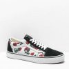 Vans * | Vans Old Skool Red Roses Black, White & Red Skate Shoes Promotions