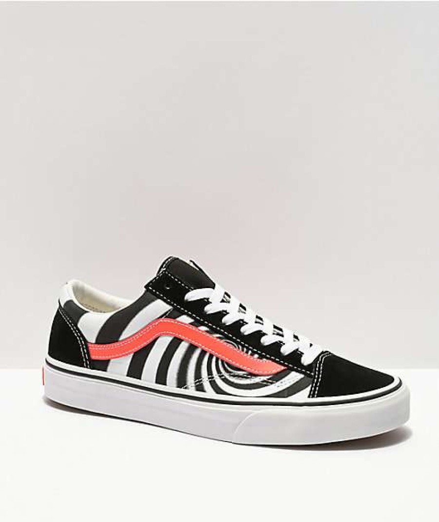 Vans * | Vans Style 36 Black & Fiery Coral Skate Shoes Promotions