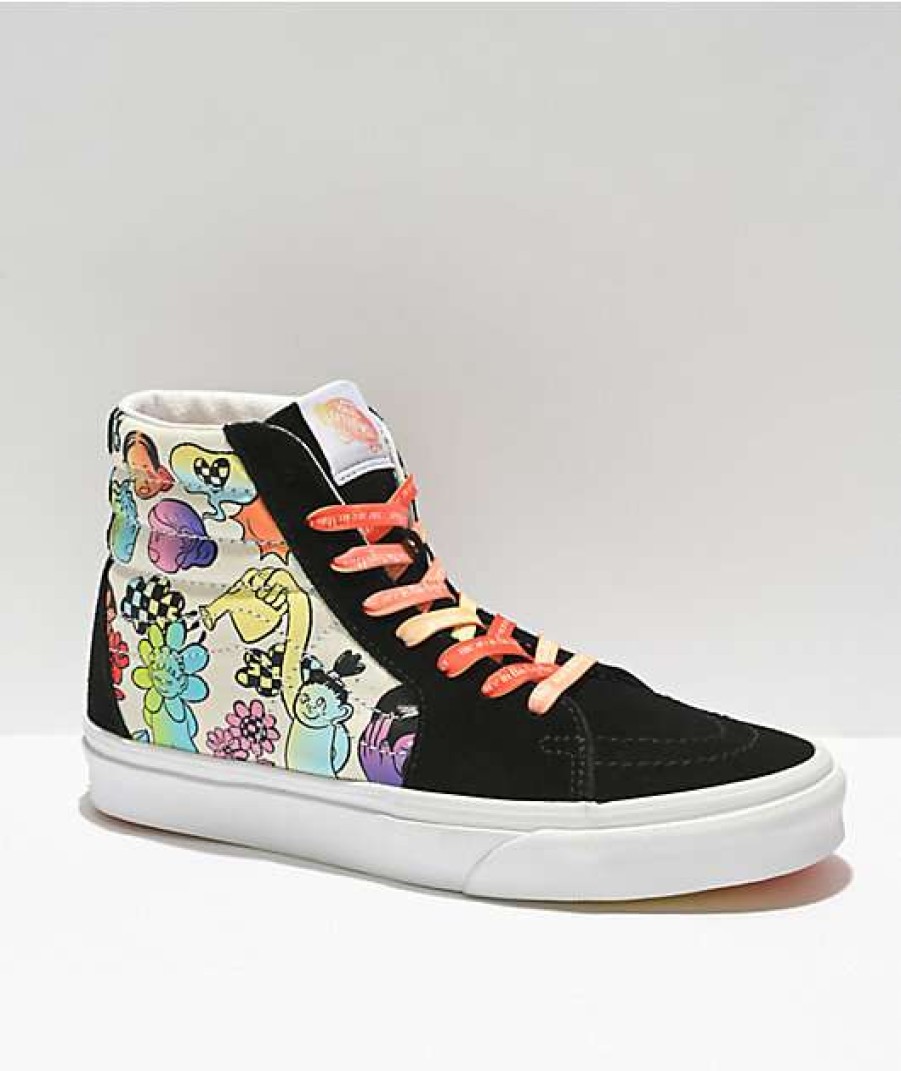 Vans * | Vans Sk8-Hi Cultivate Care Floral Black & White Skate Shoes Promotions