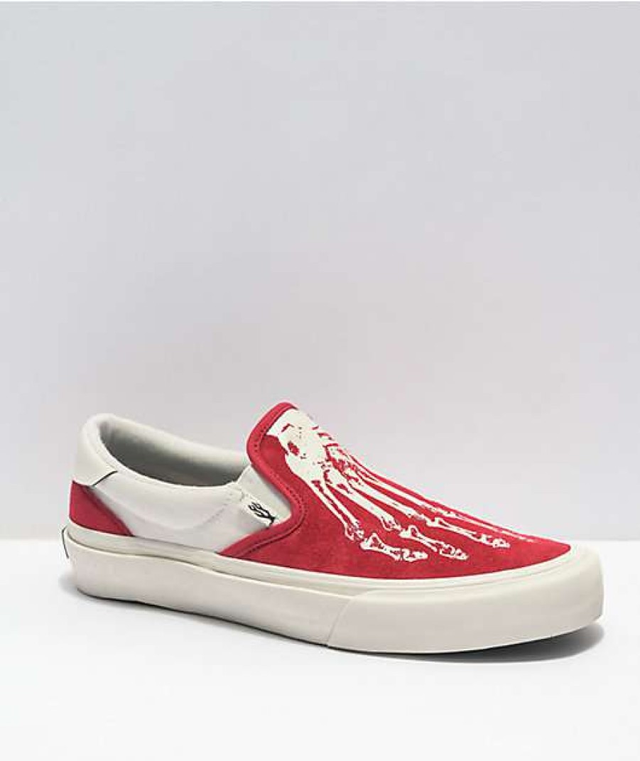 Shoes * | Straye Ventura X-Ray Crimson & Cream Slip-On Skate Shoes Outlet