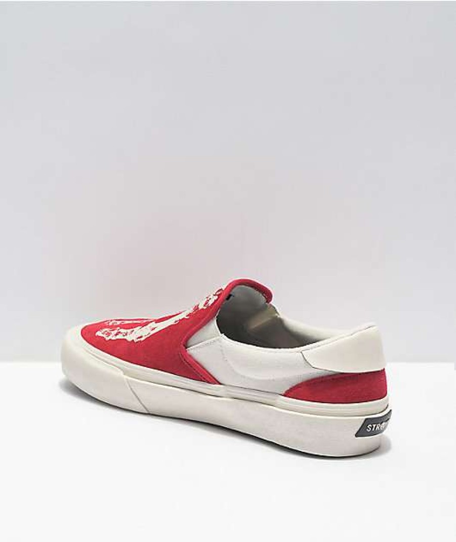 Shoes * | Straye Ventura X-Ray Crimson & Cream Slip-On Skate Shoes Outlet