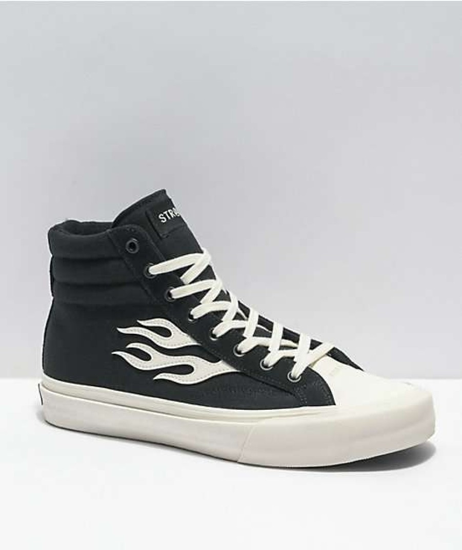 Skate Shoes * | Straye Venice Xs Flame Black & White High-Top Skate Shoes Outlet