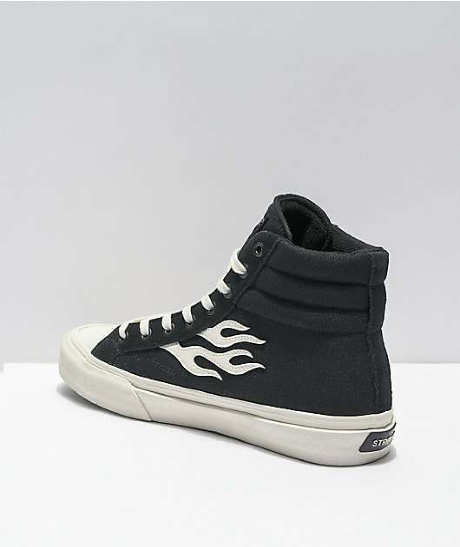 Skate Shoes * | Straye Venice Xs Flame Black & White High-Top Skate Shoes Outlet