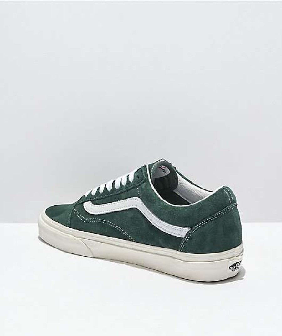 Vans * | Vans Old Skool Pig Suede Jungle Green & White Skate Shoes Promotions