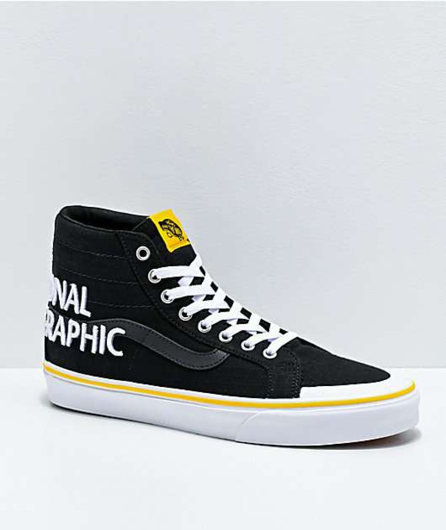 Vans * | Vans X National Geographic Sk8-Hi Reissue 138 Logo Black & Yellow Skate Shoes Promotions