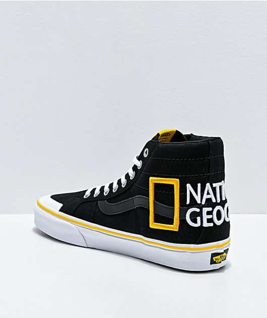 Vans * | Vans X National Geographic Sk8-Hi Reissue 138 Logo Black & Yellow Skate Shoes Promotions