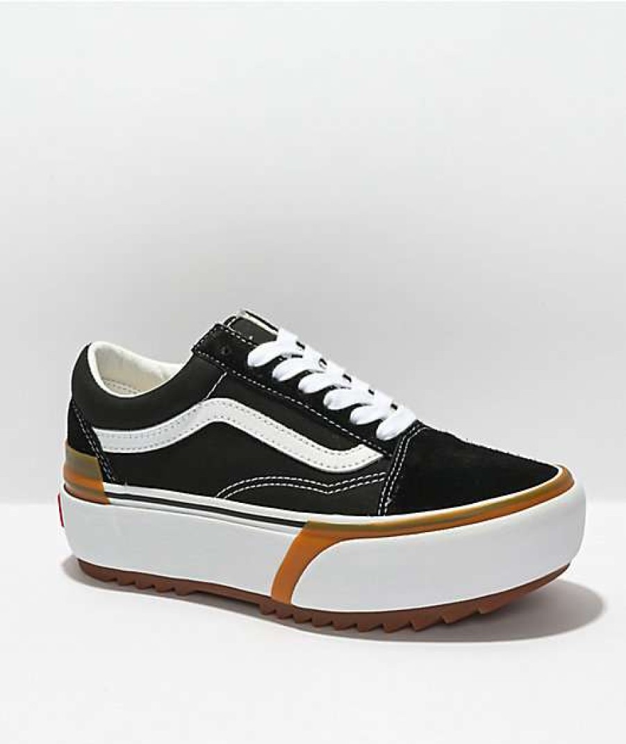 Vans * | Vans Old Skool Stacked Black & White Platform Shoes Promotions