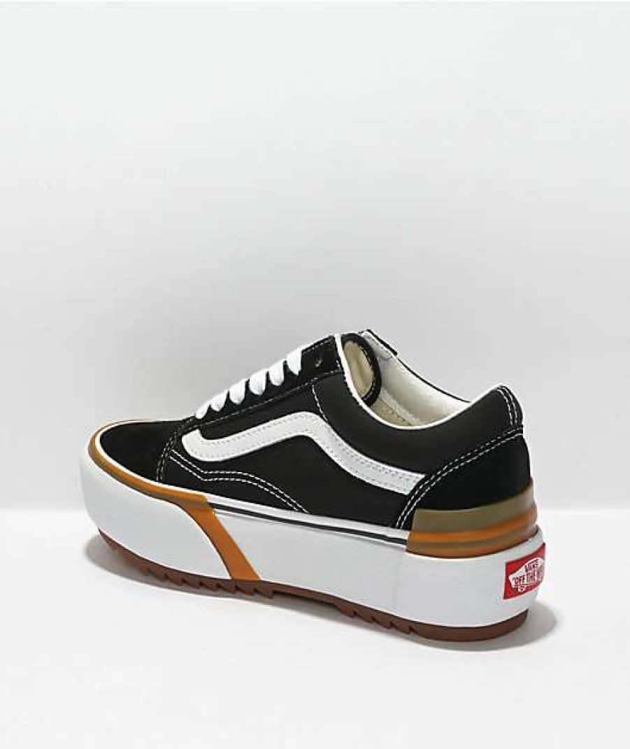 Vans * | Vans Old Skool Stacked Black & White Platform Shoes Promotions