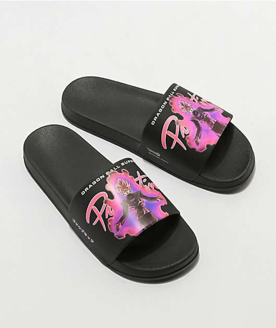 Sandals * | Primitive X Dragon Ball Super Goku Black Rose Slide Sandals Outlet