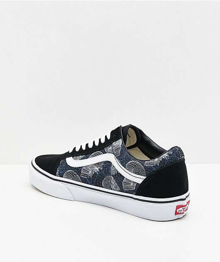 Vans * | Vans Old Skool Wireframe Skulls Black & White Skate Shoes Promotions