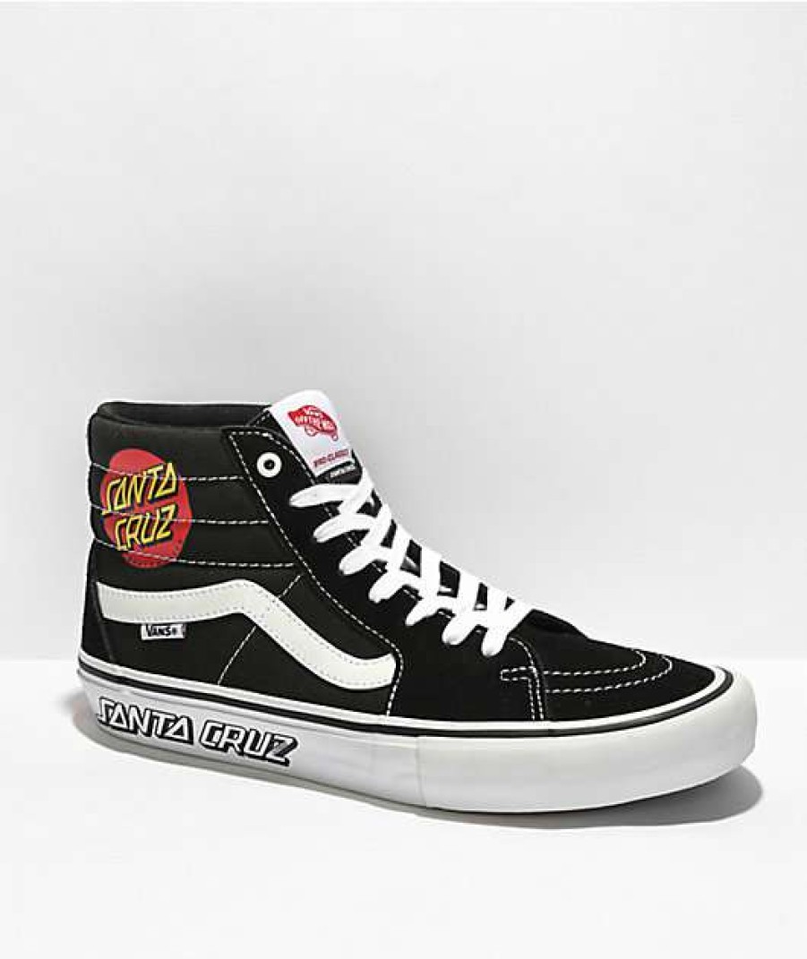 Vans * | Vans X Santa Cruz Sk8-Hi Pro Black & White Skate Shoes Promotions