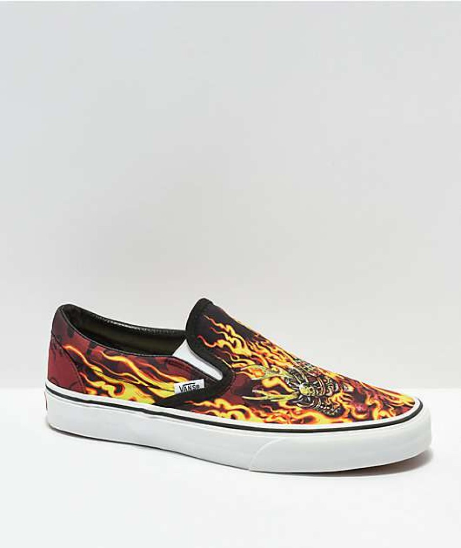 Vans * | Vans Slip-On Samurai Rising Black & White Skate Shoes Promotions