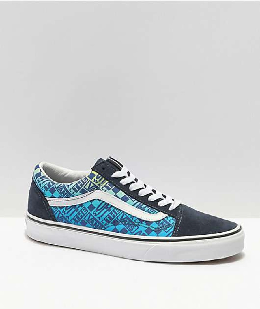 Vans * | Vans Old Skool Logo Flame Navy & White Skate Shoes Promotions