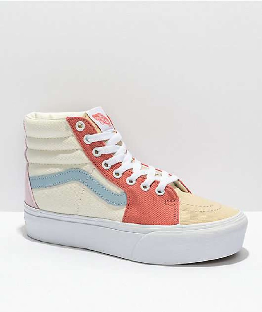 Vans * | Vans Sk8-Hi Twill Pastel Block Platform Shoes Promotions