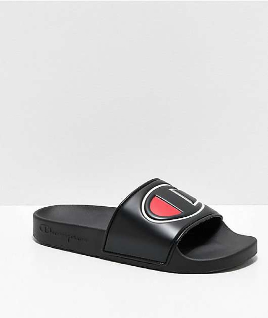 Sandals * | Champion Ipo Black Slide Sandals Outlet