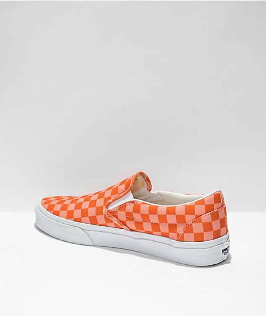 Vans * | Vans Slip-On Peach Nectar Checkered Skate Shoes Promotions