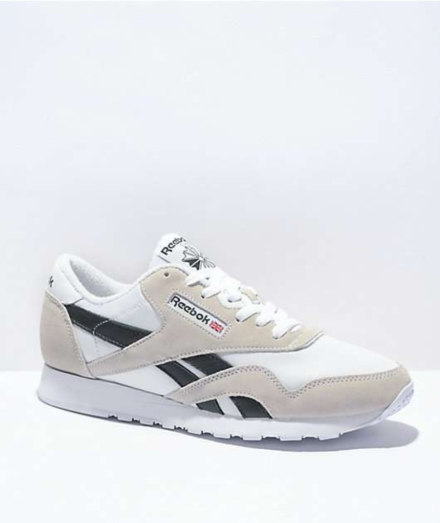 Sneakers * | Reebok Classic Leather & Nylon White & Grey Shoes Outlet