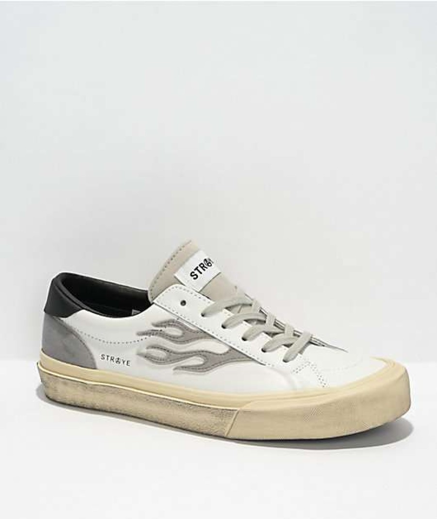 Sneakers * | Straye Logan Distressed White Skate Shoes Outlet