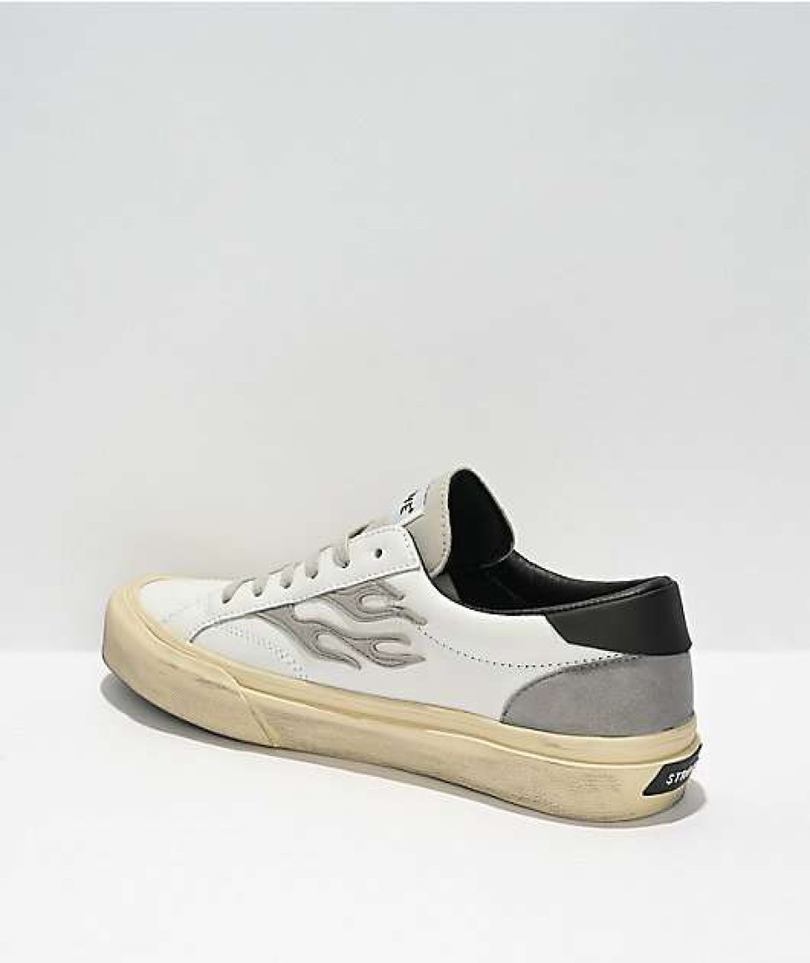 Sneakers * | Straye Logan Distressed White Skate Shoes Outlet