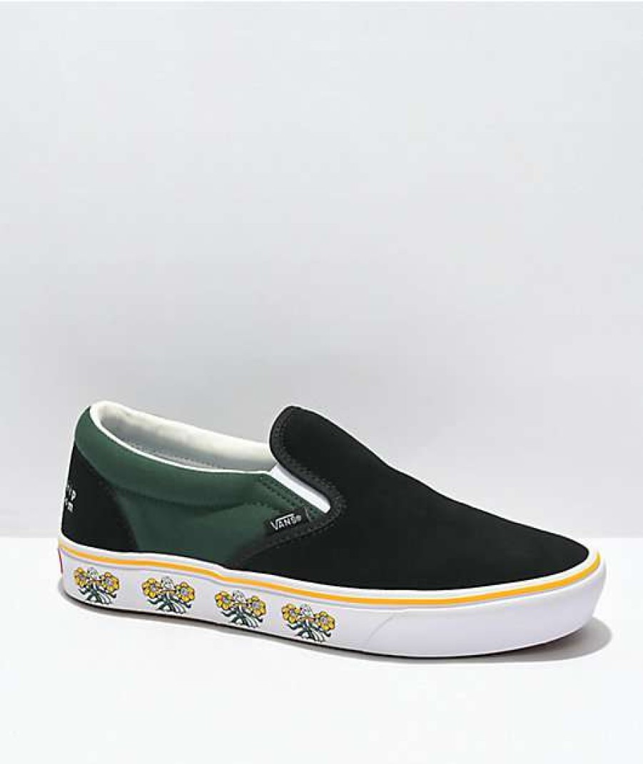 Vans * | Vans Slip-On Comfycush Trip Out Black & Sycamore Skate Shoes Promotions