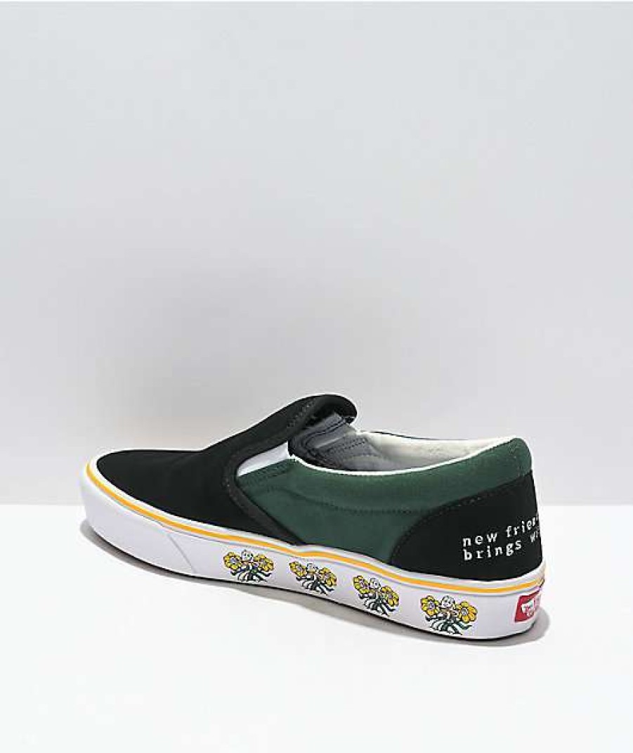 Vans * | Vans Slip-On Comfycush Trip Out Black & Sycamore Skate Shoes Promotions